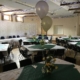 green and white wedding tables laid 1